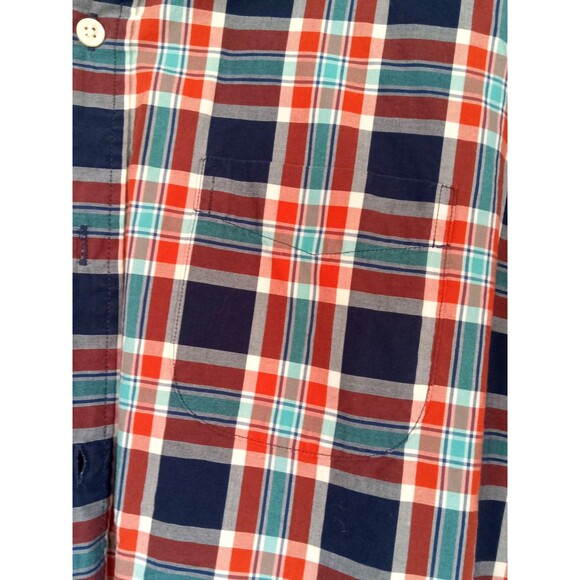 Lands' End Men's XL Button-Front Traditional Fit Red White Blue Plaid Shirt EUC - Picture 3 of 6